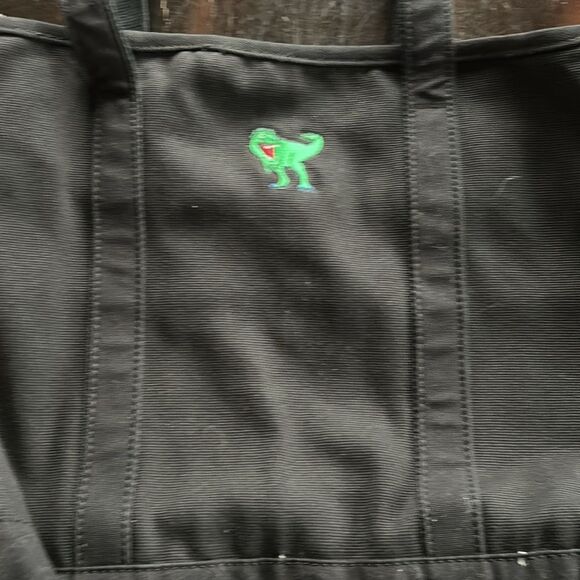 Land's End Tote Canvas embroidered zipper long handle embroidered dinosaur L - Picture 4 of 12